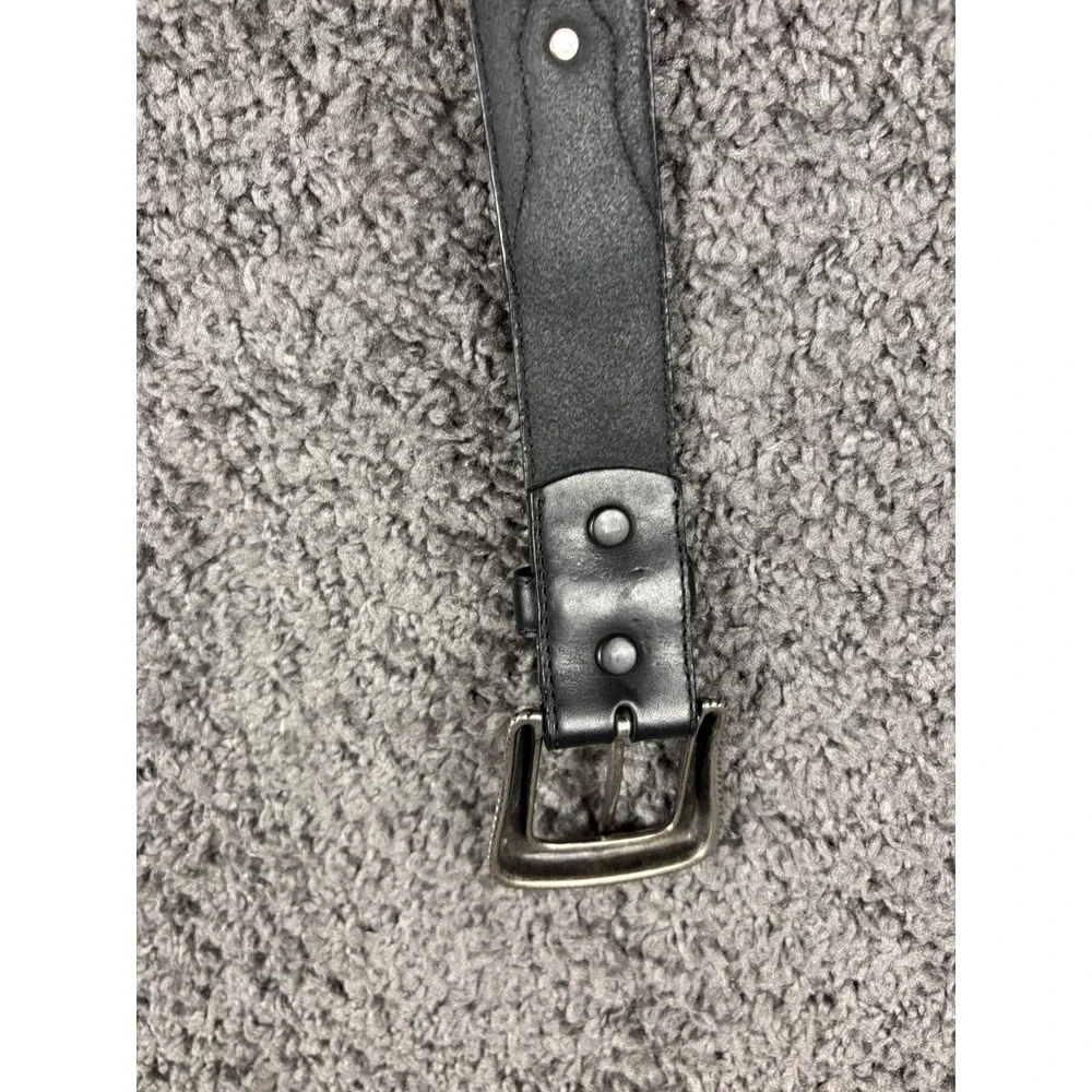 Resistol Mens Western Leather Belt Black Green Whipstitch Silver Hardware 42